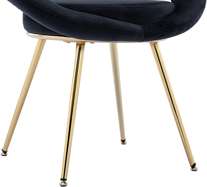Generic Black Velvet Modern AccentConversation Lounge Chair with Gold Plated Legs Unique AppearanceSuitable for Office Lounge Living RoomSet of 2