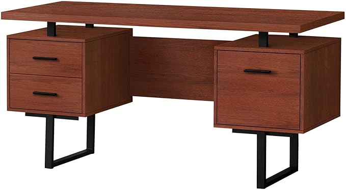 Monarch Specialties I 7626 Computer Desk Home Office Laptop Left Right Set-up Storage Drawers 60 L Work Metal Laminate Brown Black Contemporary