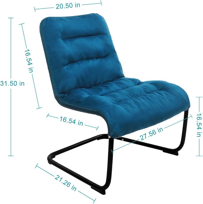 Upholstered Durable Metal Modern Chair with Soft Cushion Blue - Ideal for Bedrooms Living Rooms Dorms Indoor Spaces Accent and Lounging