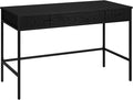 Henn&ampHart 48 Fluted Mid-Century Modern Rectangular Wooden Home Office Desk Computer Desk Writing Table with 3 Ribbed Storage Drawers for Bedroom Living Room or Home Office Ebony