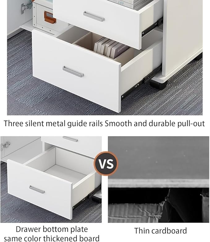 Wood File Cabinet with Lock Mobile Lateral Filing Cabinet for Home Office Printer Stand with Adjustable Shelves Under Desk Filing Cabinet for A4/Letter(Color:Yellow Teak)