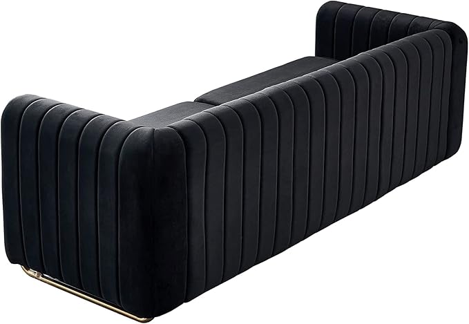 KEVINSPACE 84.25 Modern Sofa Couch Velvet Loveseat Sectional Sofa Couch with Gold Legs for 3-4 Persons Upholstered Deep Seat Love Seat Mid-Century Sofa for Living Room Office Apartment Black