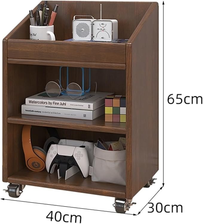 Rolling Filing Cabinet File Cabinet Under Solid Wood Desk Mobile Storage Side Cabinet with Wheel Low Office Cabinet Small Desk Bookcase Shelf Mobile File Cabinets(Brown)