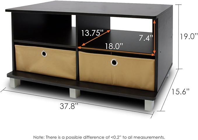 Furinno Entertainment Center w/2 Bin Drawers Espresso/Brown