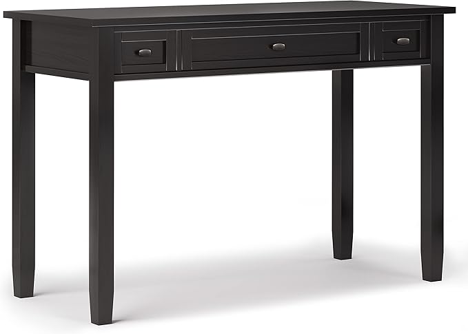SIMPLIHOME Warm Shaker Desk - 48 Inch Wide Solid Wood Writing Desk in Hickory Brown Transitional Home Office Computer Table for Workspace or Study with Flip-Down Keyboard Tray and 2 Drawers