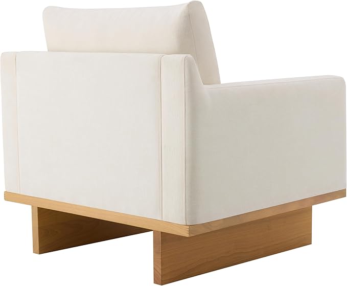 Christopher Knight Home Modern Minimalist Accent Chair with Solid Wood Frame Soft Cushions Spacious Seat Living Room Bedroom Reading Chair Beige