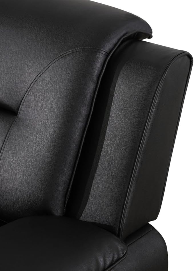 Lounge Comfy Faux Leather Sofa Modern Couch for Small Living Room/Dorm/Bedroom/Office/Apartment for Small Spaces (Black-2 Single Seat)