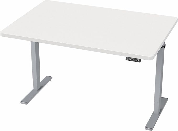 VIVO Electric 48 x 30 in Standing Desk Memory Height Adjustment 1B Series Holds 220 lbs One-Piece White Top Gray Frame DESK-KIT-1G5W