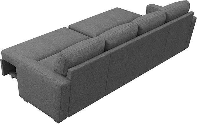 HONBAY Modular Sectional Sleeper Sofa Bed with Pull Out Bed Linen Convertible Sectional Couches for Living Room - Dark Grey