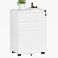 INTERGREAT 3 Drawer Mobile File Cabinet with Lock Metal Filing Cabinets for Home Office Rolling Under Desk Organizer for Letters/Legal/A4 (Fully Assembled-White)