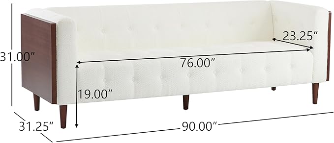 Christopher Knight Home Almab 82 Inches Sofa Couch Cozy Couch Sofa Boucle Upholstered 3-Seater Sofa Wood Frame Couch Comfy Couches for Living Room and Office Modern Couch and Sofa Beige