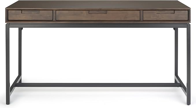 SIMPLIHOME Banting Desk - 60 Inch Wide Solid Wood and Metal Writing Desk in Walnut Brown Modern Industrial Home Office Computer Table for Study with 2 Drawers and Flip-Down Keyboard Tray
