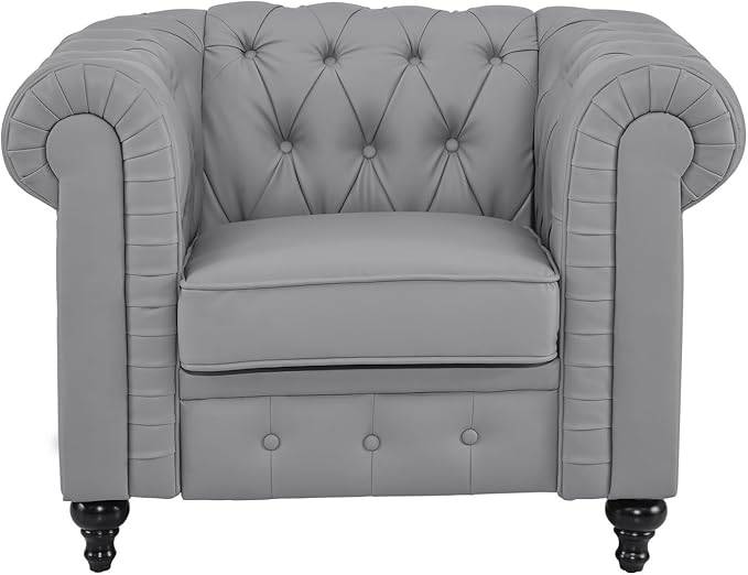 Naomi Home Emery Chesterfield Sofa Set Grey/Loveseat Accent Chair