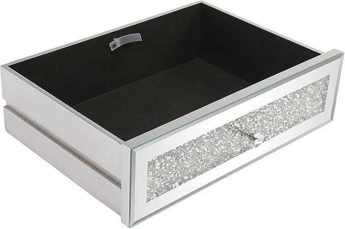 Karl home Mirrored Desk with 2 Drawers Silver Console Table Mirror Sofa Table with Crystal Inlay Front for Living Room Entryway Foyer 42 Inch