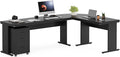 Tribesigns 83 Inch L-Shaped Office Desk Large Executive Computer Desk with 3-Drawer File Cabinet Industrial Corner Desk with Storage Drawers Business Furniture Work Desk for Home Office (Black)