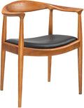 Kennedy Armchair Upholstered Dining Chair Presidential Mid-Century Modern Accent Chair in Chestnut