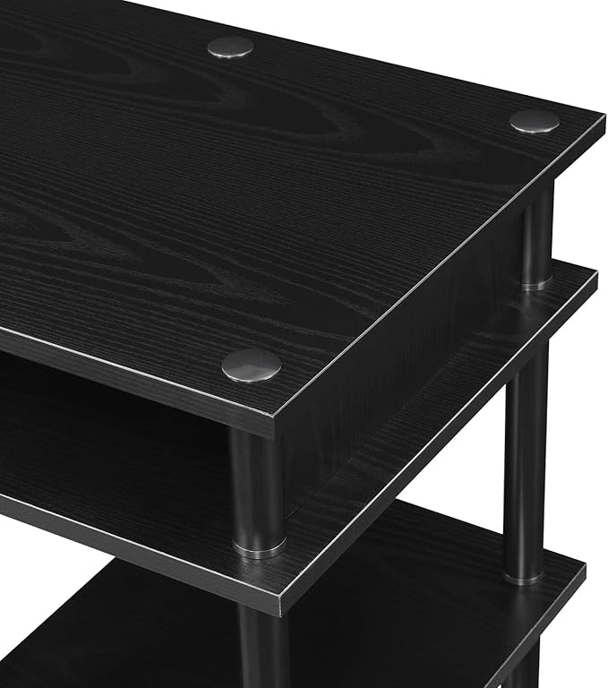 Convenience Concepts Designs2Go No Tools Desk Home Office Desk with Shelves Corner Shelf Vanity Desk Computer Desk Nail Table for Nail Tech - 47.25 L x 15.75 W x 30 H Black/Black