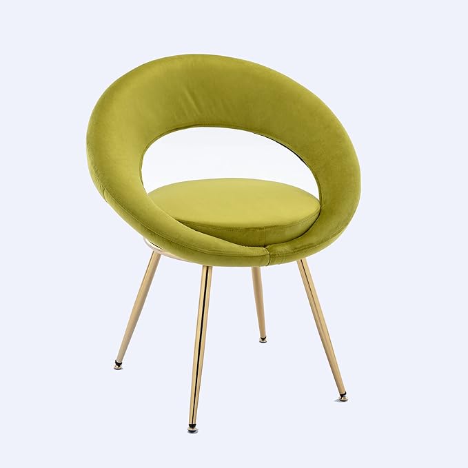 Olive Green Velvet Modern Accent/Conversation Lounge Chair with Gold Plated Legs Unique AppearanceSuitable for Office Lounge Living Room