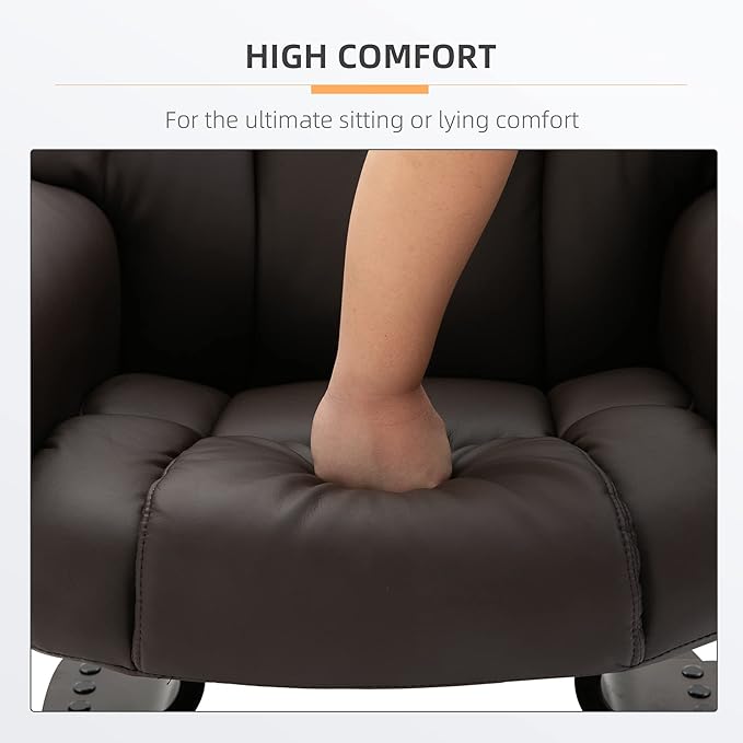 Massage Recliner Chair with Ottoman Footrest 10 Vibration Points 360° Swivel Reclining Chair Faux Leather Living Room Chair with Side Pocket and Remote Control