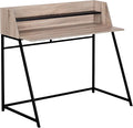 Penau Computer Desk for Home Office 48 Inches Storage Shelves Contemporary Brown Laminate Finish Black Metal Base