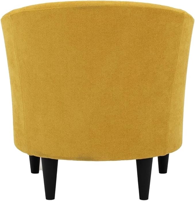 Pemberly Row Traditional Polyester Fabric Club Chair Yellow Finish 17.5 Seat Height 32 H x 30.5 W x 27.5 D Padded Seat Durable Construction Classic Accent Chair for Living Room or Bedroom