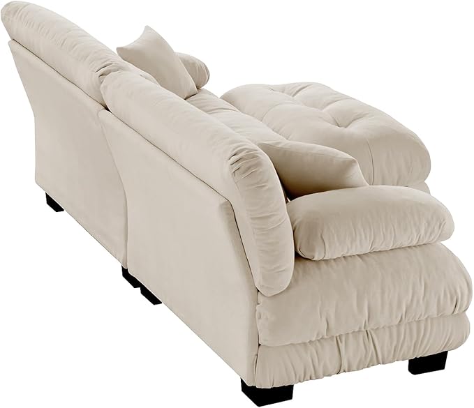 Cloud Couch 2 Seater Sofa for Living Room Chenille 2 - Seat Sofa with 2 Lumbar Pillows and 2 Throw PillowsChenille Light Coffee