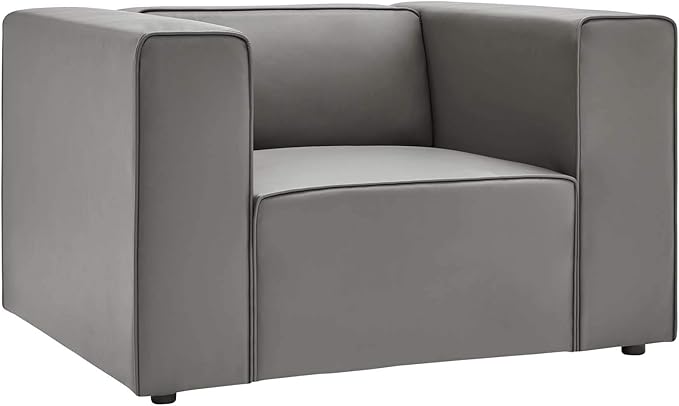 Modway Mingle Vegan Leather Lounge Armchair in Gray