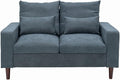 Panana Upholstered Modern Loveseat Sofa Couch for Living Room Fabric Love Seat w/ 2 Pillows and Wooden Legs 2 Seater Sofa Couches for Small Spaces Bedroom Apartment (Grey 2 Seater)