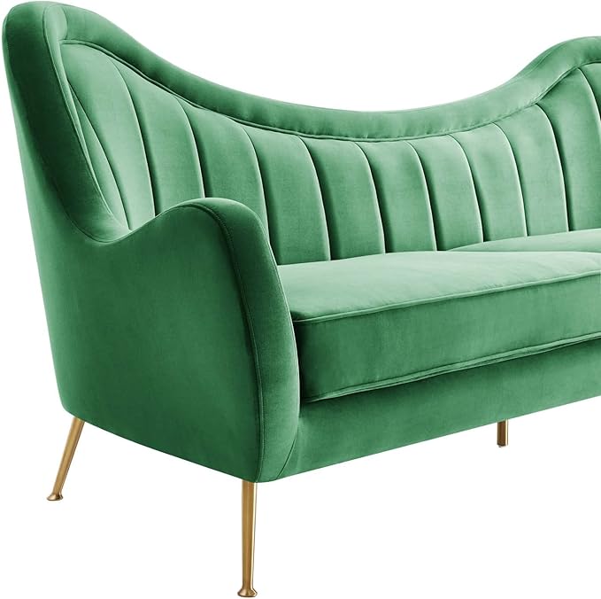 Modway EEI-5874-EME Cheshire Channel Tufted Performance Velvet Sofa Emerald
