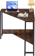 Corner Computer Desk 26.77”*29.53 Corner Table with Outlets Triangle Desk with Storage for Home Office Workstation Living Room Bedroom Rustic Brown