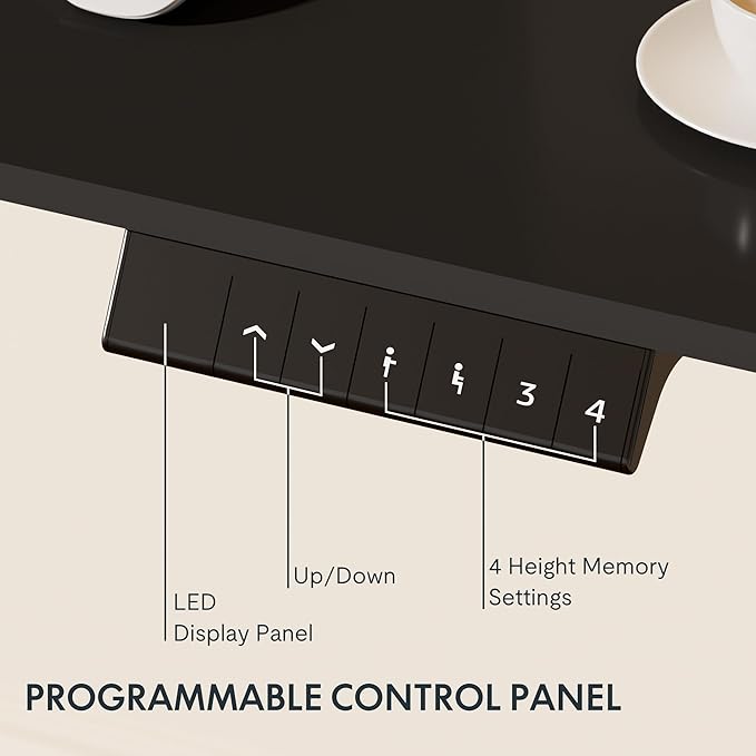 FLEXISPOT EN1 Height Adjustable Standing Desk Frame with Memory Controller Electric Sit Stand Desk Base for Home and Office (Black Frame Only)