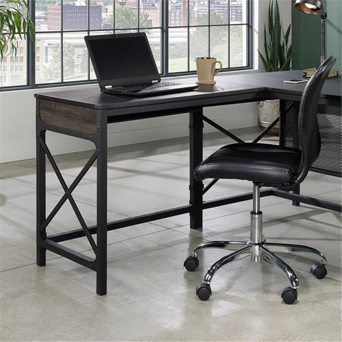 Sauder Foundry Road Engineered Wood/Metal 36 Desk Return in Carbon Oak