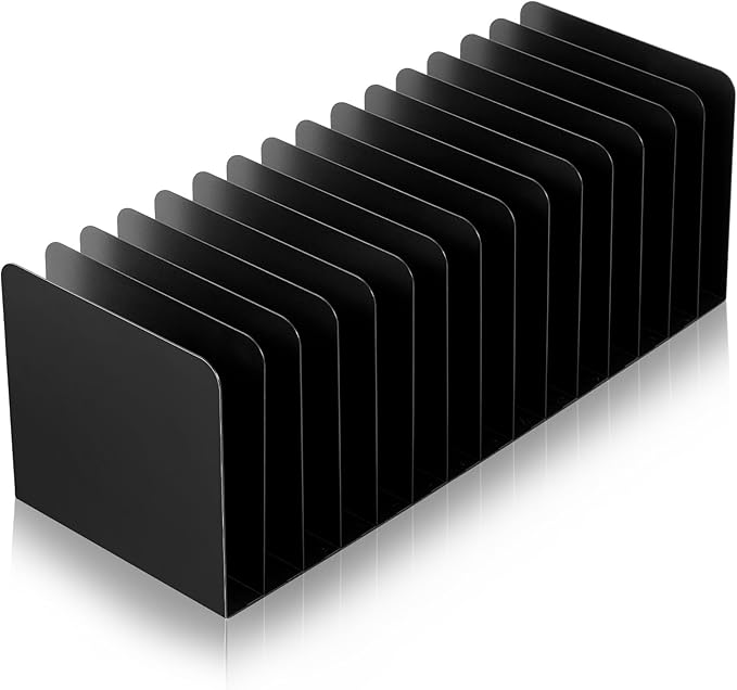 Suzile Metal Desktop File Organizer 15 Compartments Vertical File Sorter Black 5.79 W x 15.75 L x 5.41 H Office Reception Areas Workspace