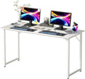 Bigacc Computer Desk Office Desk with Metal Frame Adjustable Feet | Water-Resistant Scratchproof Surface | Sturdy Writing Table for Home Office or Study (White 55 Inch)