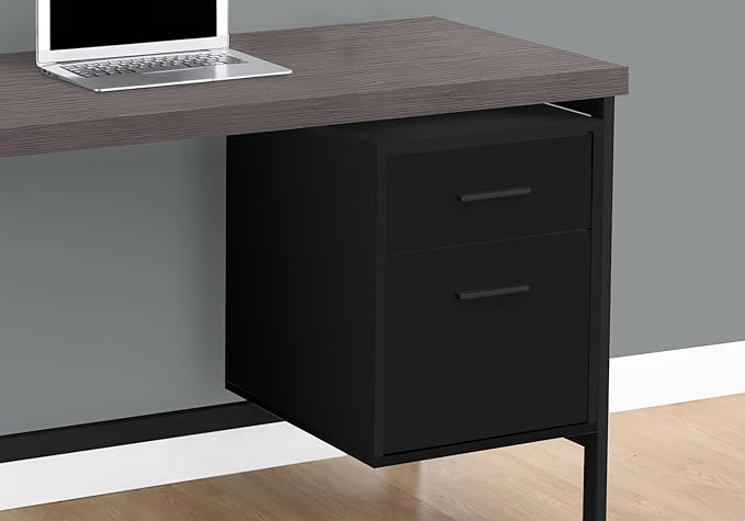 Monarch Specialties Contemporary Laptop Table with Drawer and File Cabinet Home &amp Office Computer Desk-Metal Legs 48 L Black-Grey Top