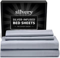 Silvery Silver Infused Bed Sheets Set - Ultra-Soft Temperature-Regulating Fabric with Self-Cleaning Technology™ That Stays Fresh 3X Longer for Hygienic Sleep (Gray California King)