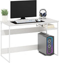 Furinno Moretti Desk 45 Wide Metal Frame Gaming Desk with Open Shelf Computer Desk Writing Desk Office Desk for Home Office Study Room Dorm Bedroom Solid White