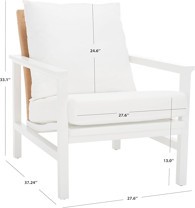 SAFAVIEH Couture Collection Emmalee White/Natural Cord Back Accent Chair