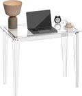 HMYHUM Small Acrylic Computer Desk 35.4 Inch Clear Study Desk for Home Office Writing Vanity Modern Easy Assembly 19.7 W x 29.5 H Right-Angle Legs Design