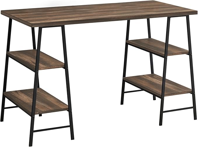 Monarch Specialties I 7525 Computer Desk Home Office Laptop Storage Shelves 48 L Work Metal Laminate Brown Black Contemporary Modern