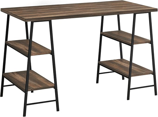 Monarch Specialties I 7525 Computer Desk Home Office Laptop Storage Shelves 48 L Work Metal Laminate Brown Black Contemporary Modern