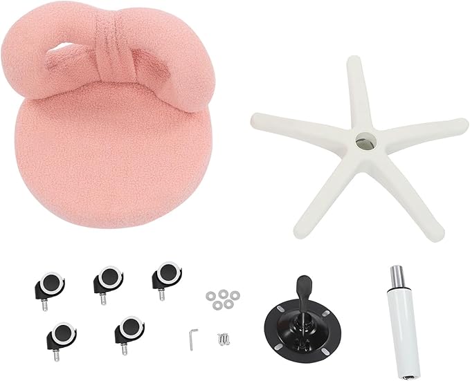TrueyEssenceModern Vanity Chair with Wheels Roller Chair with Cute Butterfly Backrest Make-up Chair Comfortable Accent Chair for Living Room Bedroom Adjustable Height (Pink)
