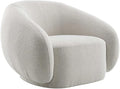 BOWERY HILL Contemporary Swivel Accent Chair 42 W x 40 D x 30 H Boucle Fabric Upholstered in Beige Plush Foam Cushion Modern Style 360-Degree Rotation Living Room or Reading Nook Seating