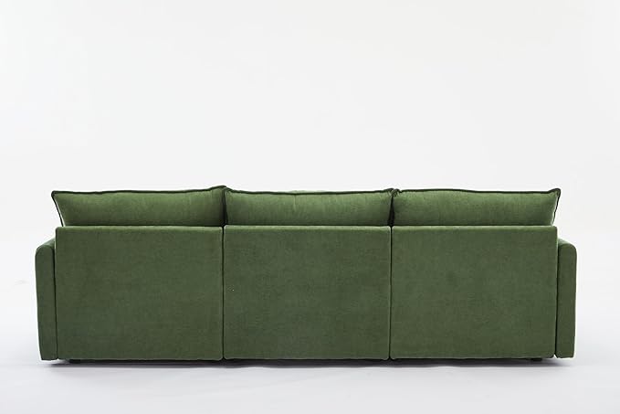 kevinplus 101'' Modular Sectional Sofa Couch L-Shaped with Convertible Ottoman for Living Room Modern Contemporary 3-Seat Fabric Sofa Couch Thick Cushion Green