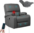 LEVELEVE Rocking Recliner Chair Massage Rocker Recliner Chair with Vibration Massage and Heat USB and Type-C Ports360° Swivel Faux Leather Chairs Living Room Bedroom Nursery RV Dark Grey