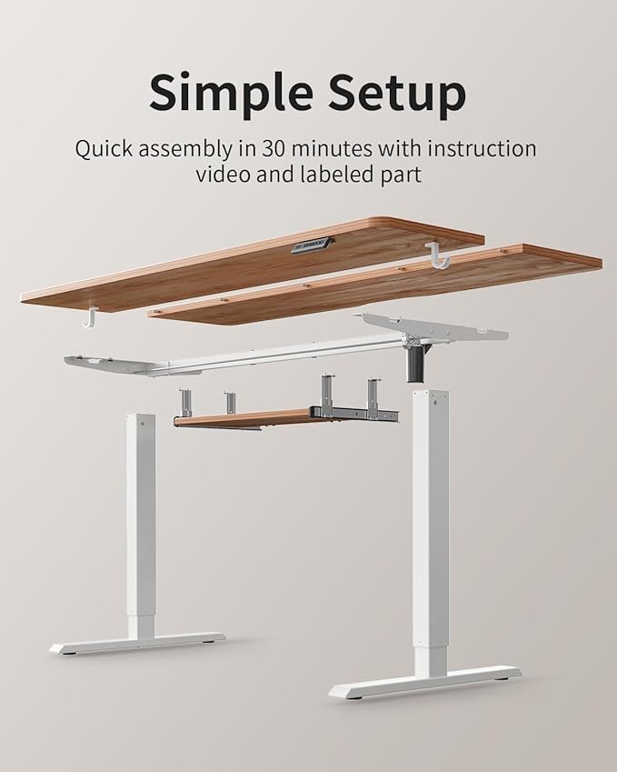 FEZIBO Standing Desk with Keyboard Tray 55 x 24 Inch Adjustable Height Sit Stand Desk with Memory Presets for Home Office Ergonomic Computer Workstation Light Rustic