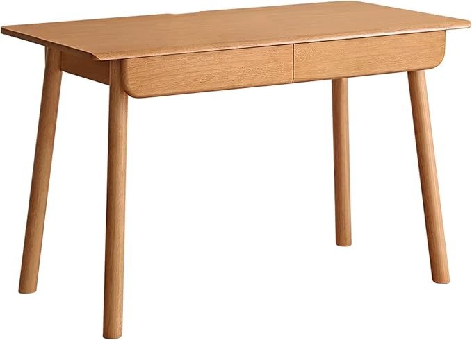 Solid Wood Desk Mid Century Modern Home Office Desk Computer Desk with Drawer for Writing Study Vanity 47.24 W