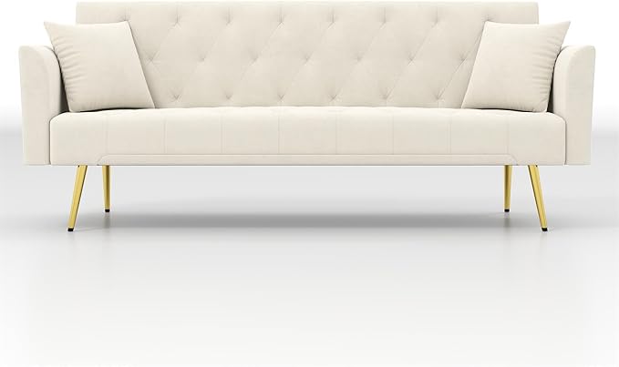 KEIKI 72 2Seat Velvet Sofa Couch for Cozy Cottage Small Space Style Conscious Traditional Families Warm Inviting Comfy Supportive Rest Space Elegant Premium Premium Design Beige