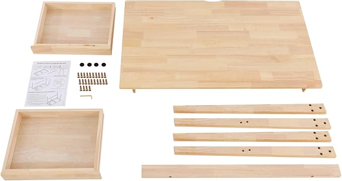 Modern Computer Desk with 2 Drawers Solid Wood Writing Desk for Home Office 39.3 Large Desktop 330 lbs Load Capacity Ergonomic Study Table (Log Color)