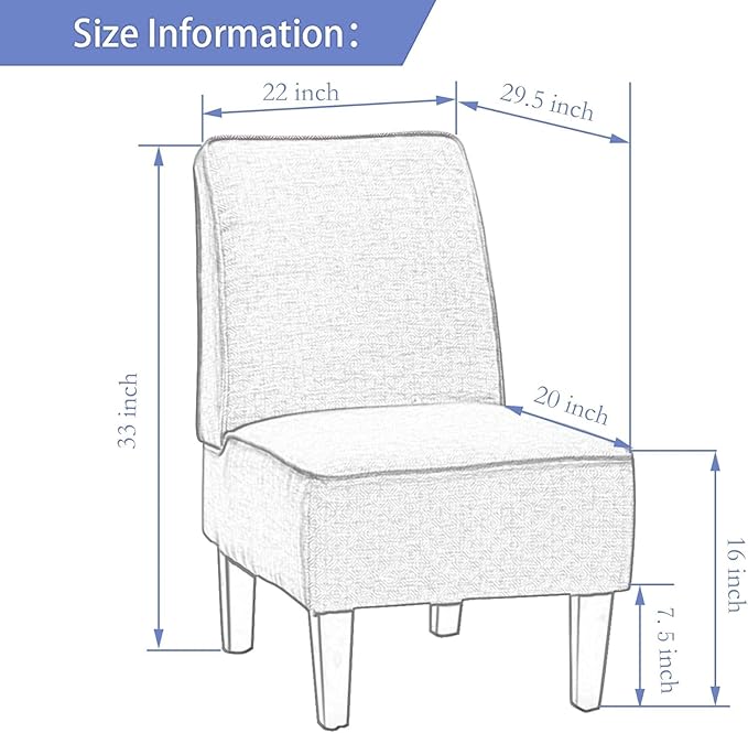 ALISH Upholstered Living Room Chairs Set of 2 Armless Side Accent Bedroom Chairs with Curved Backrest and Wooden Legs Orange Orange